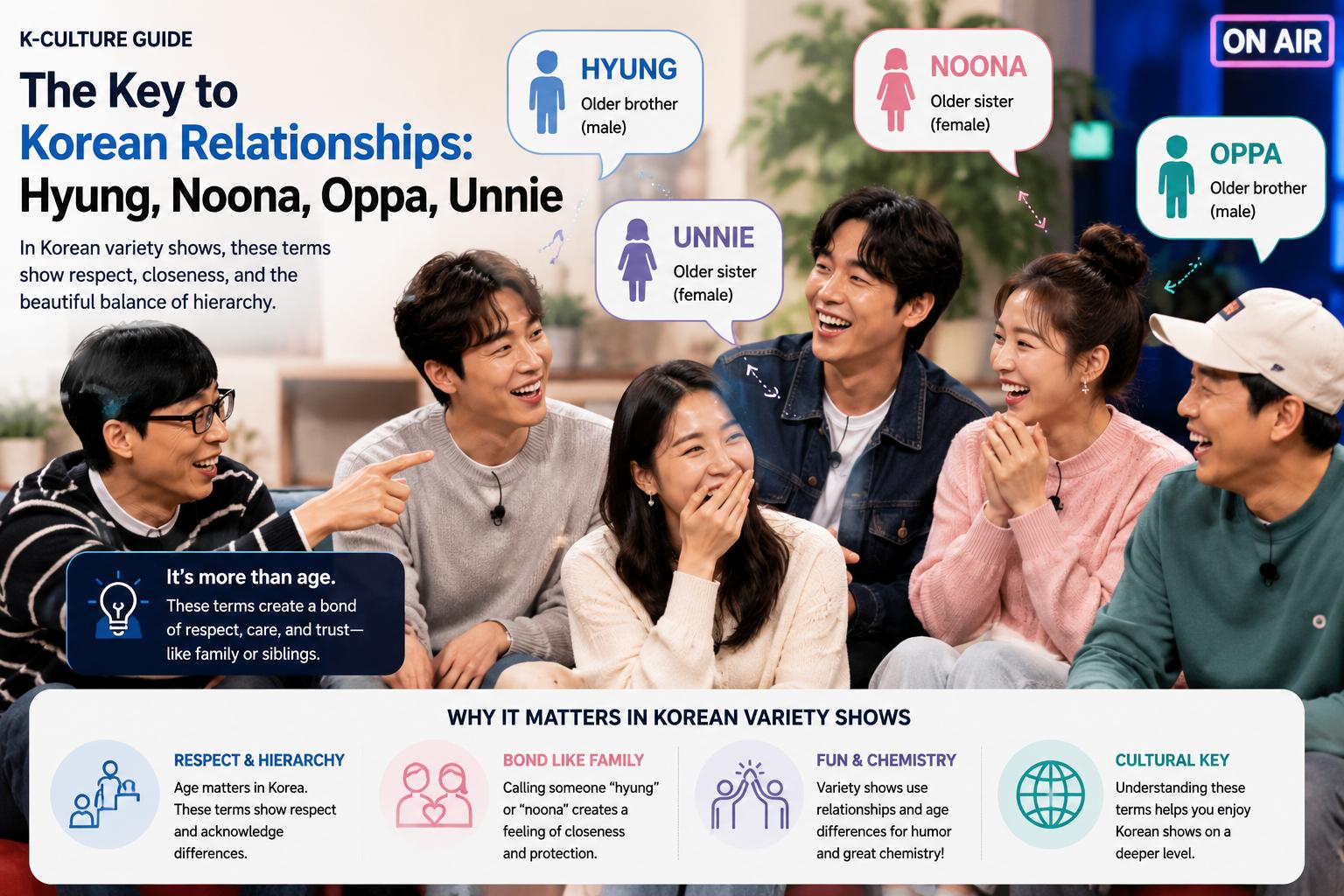[K-Entertainment Guide] 'Unnie, Oppa, Hyung': The Key to Decoding Complex Korean Relationships