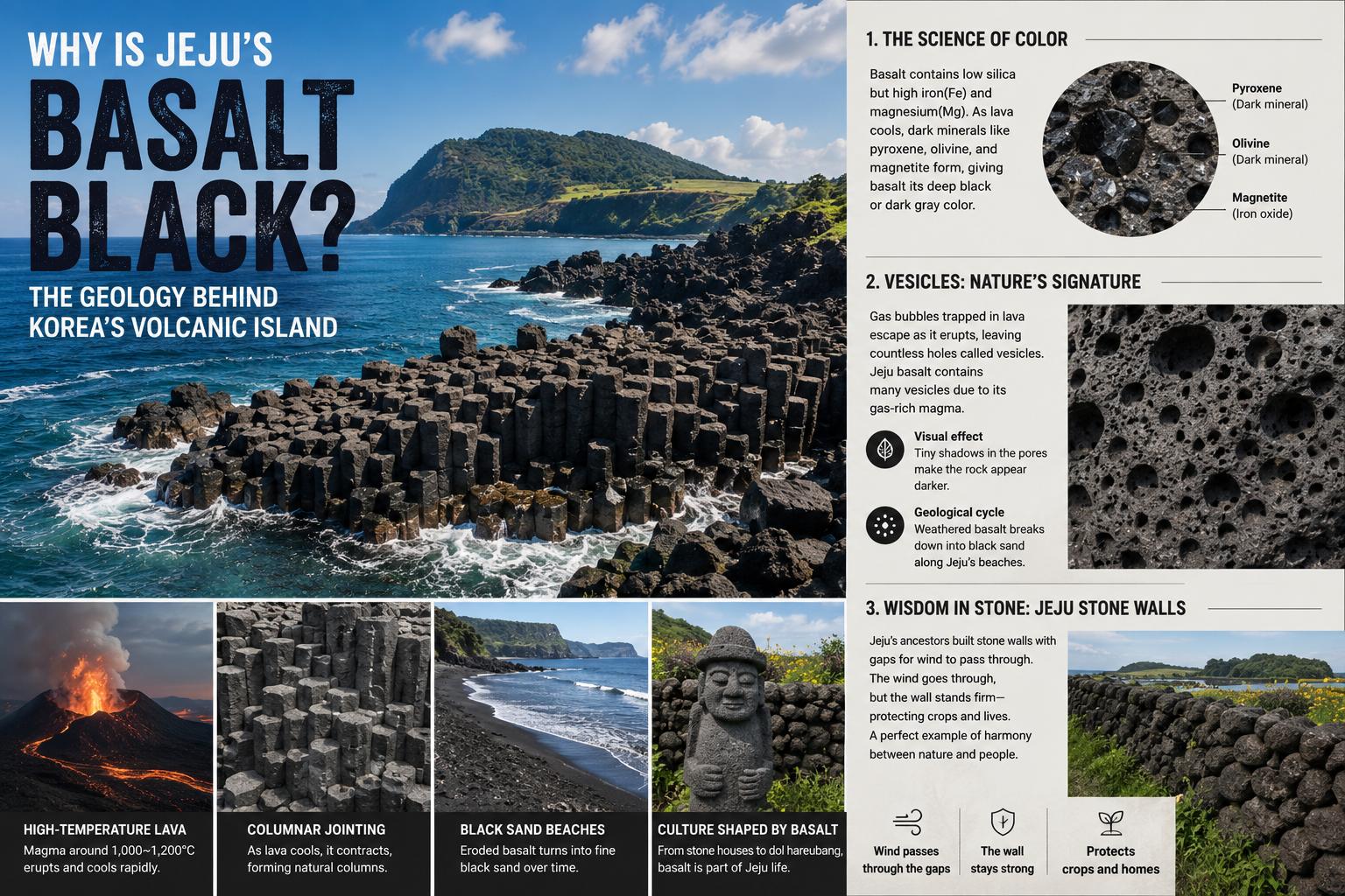 Why Is Jeju's Basalt Black? The Geology Behind Korea’s Volcanic Island